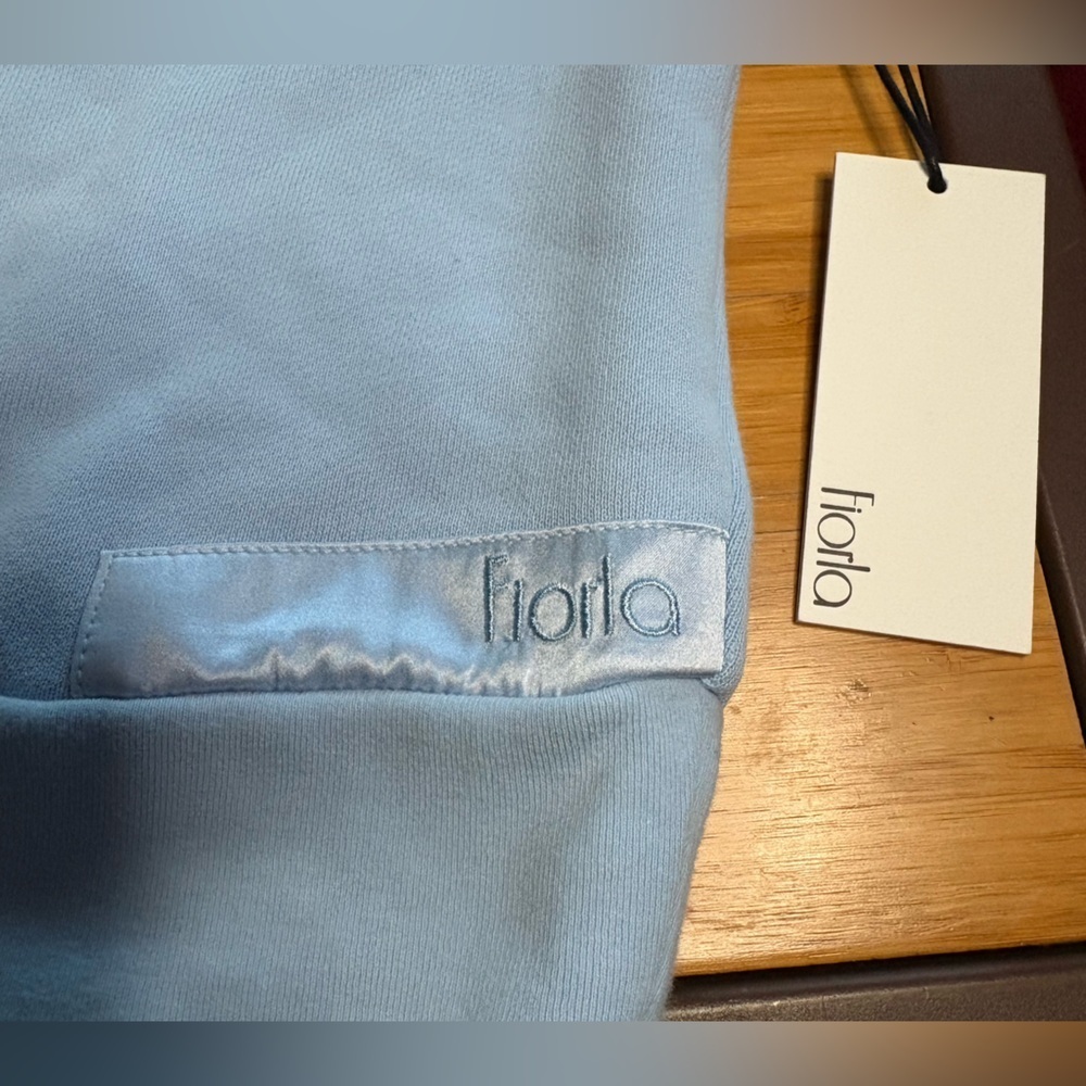NWT Fiorla- Light Blue Crewneck Sweatshirt with Silk Details. Size S - Picture 5 of 6